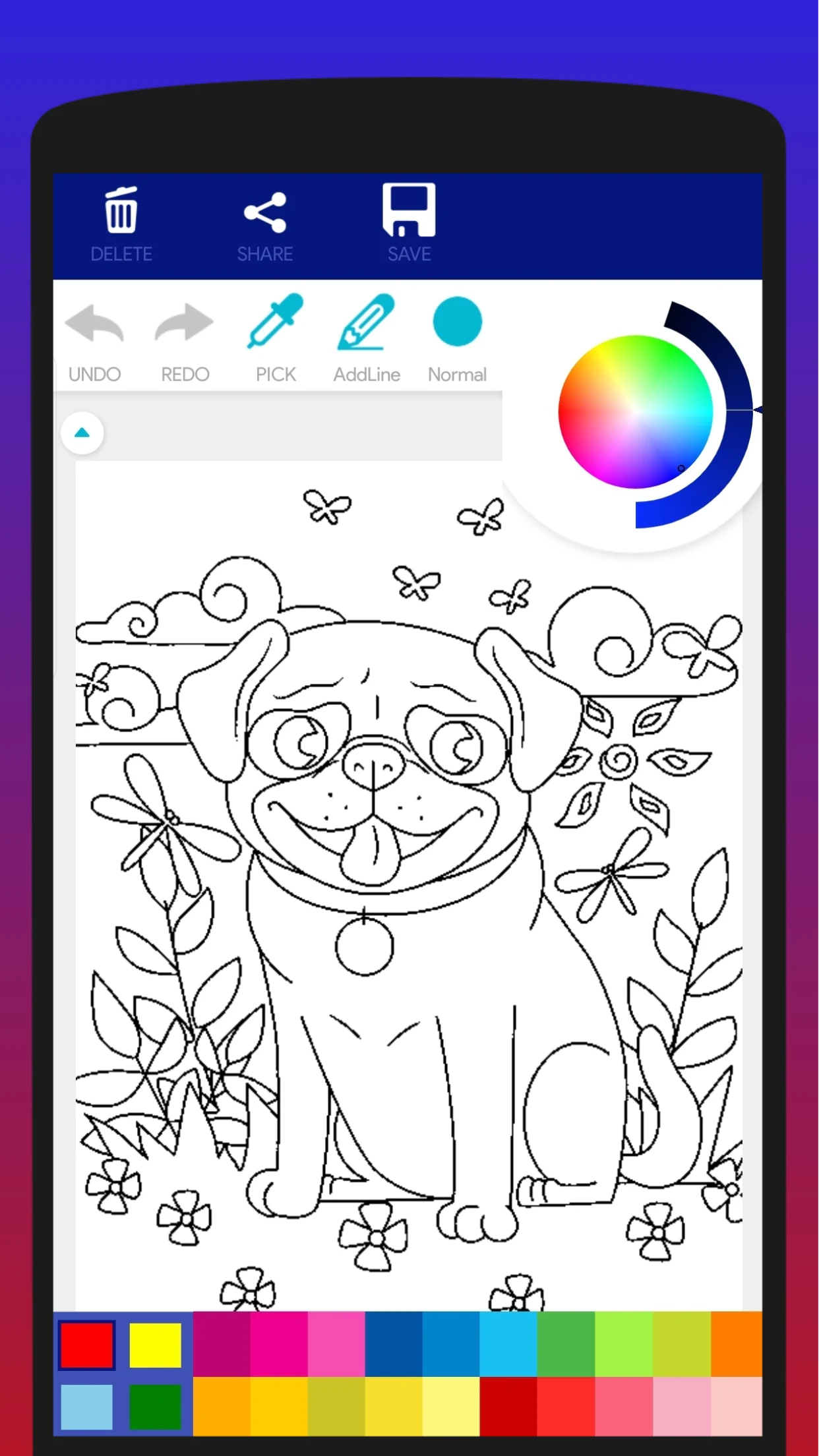 Cute Pug Coloring Book screenshot