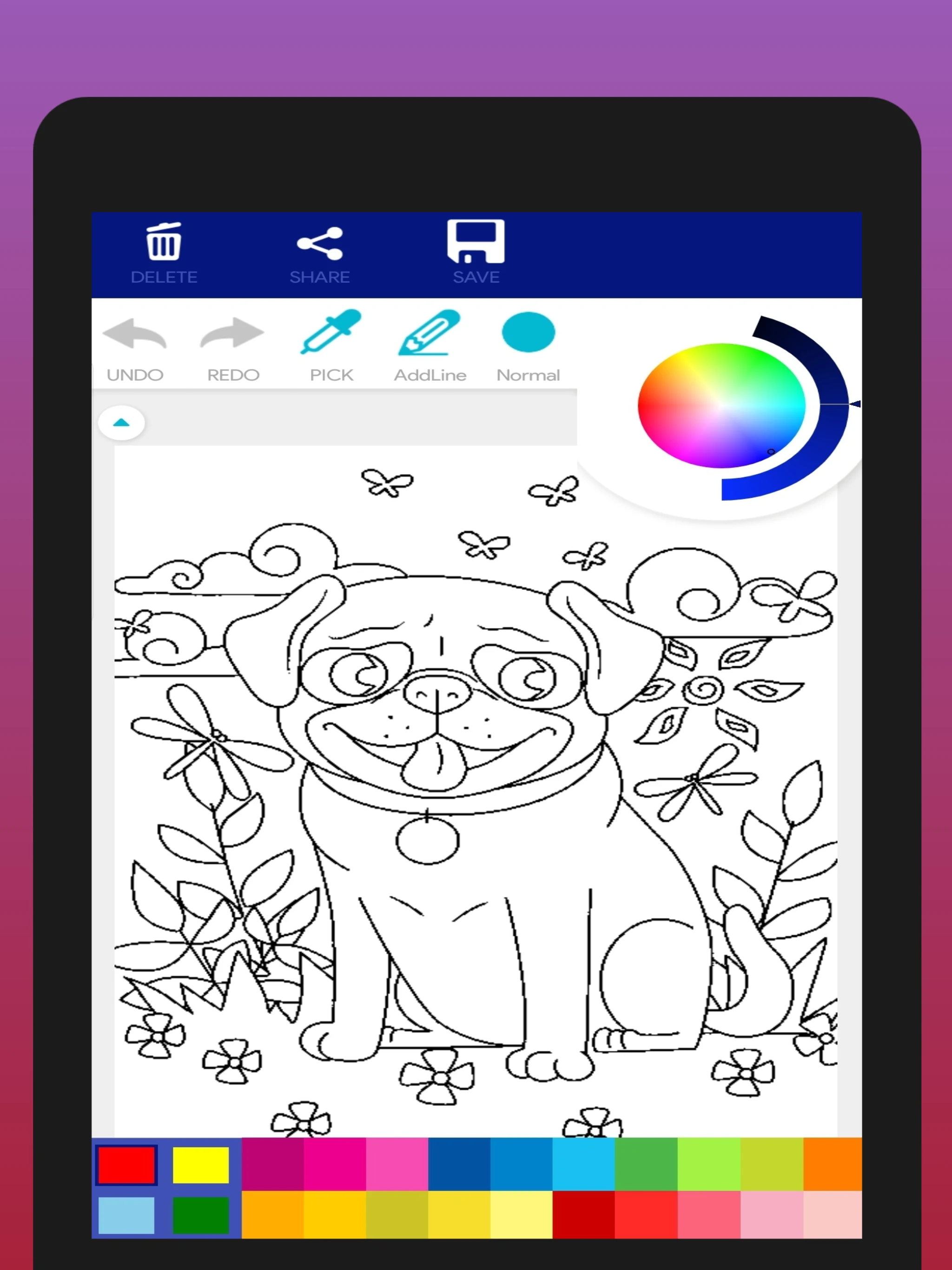 Cute Pug Coloring Book screenshot