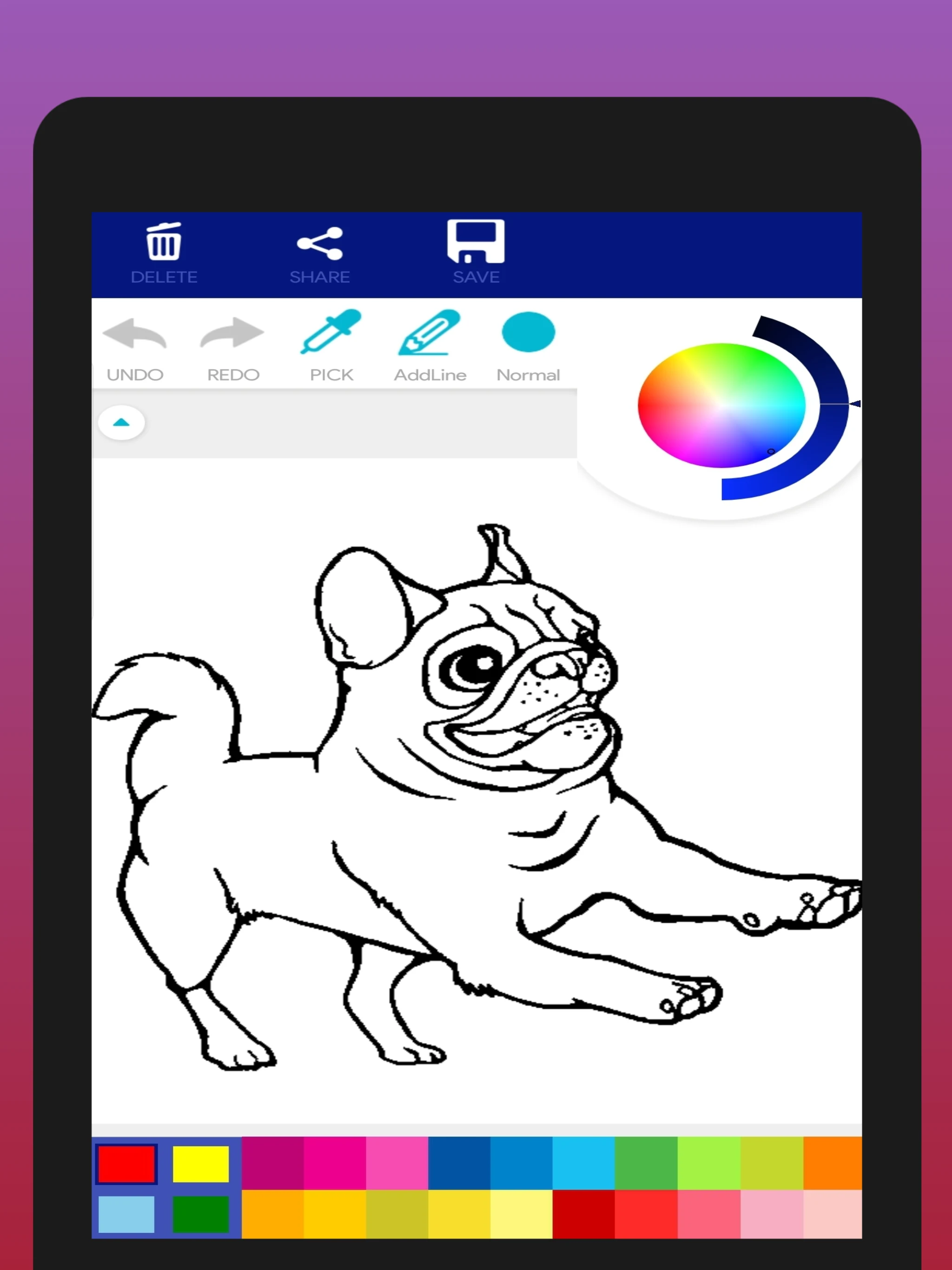 Cute Pug Coloring Book screenshot