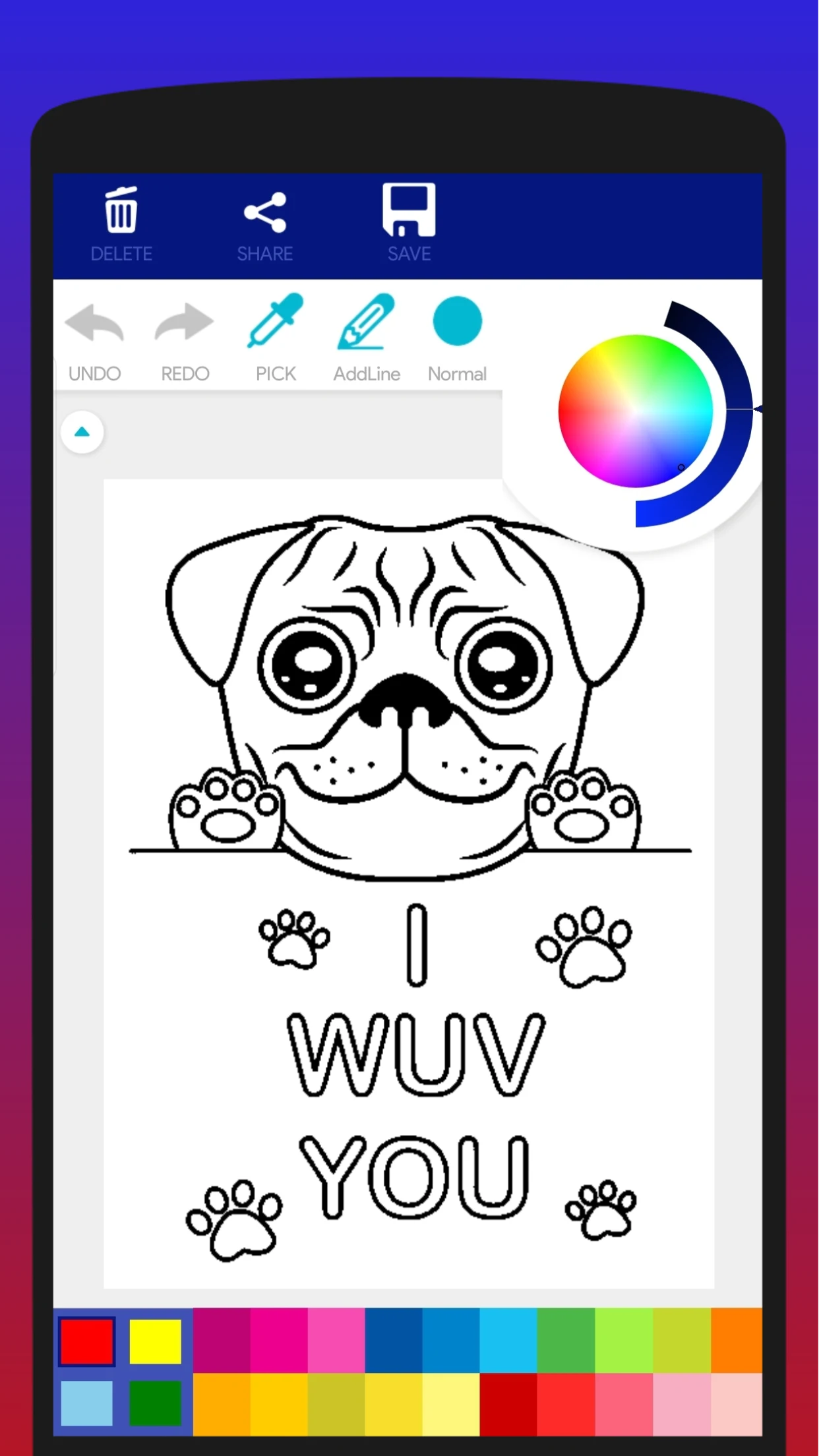 Cute Pug Coloring Book screenshot