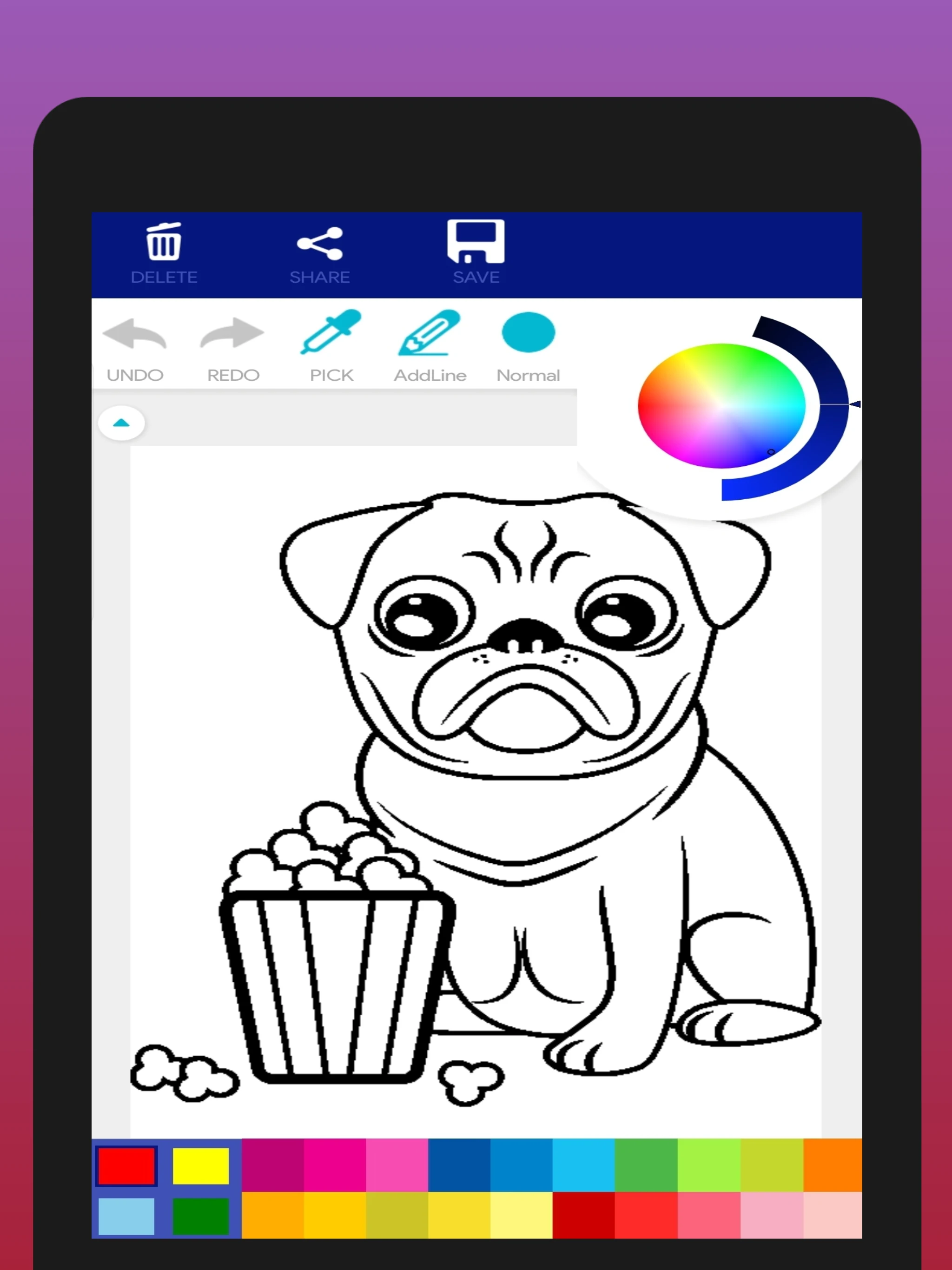 Cute Pug Coloring Book screenshot