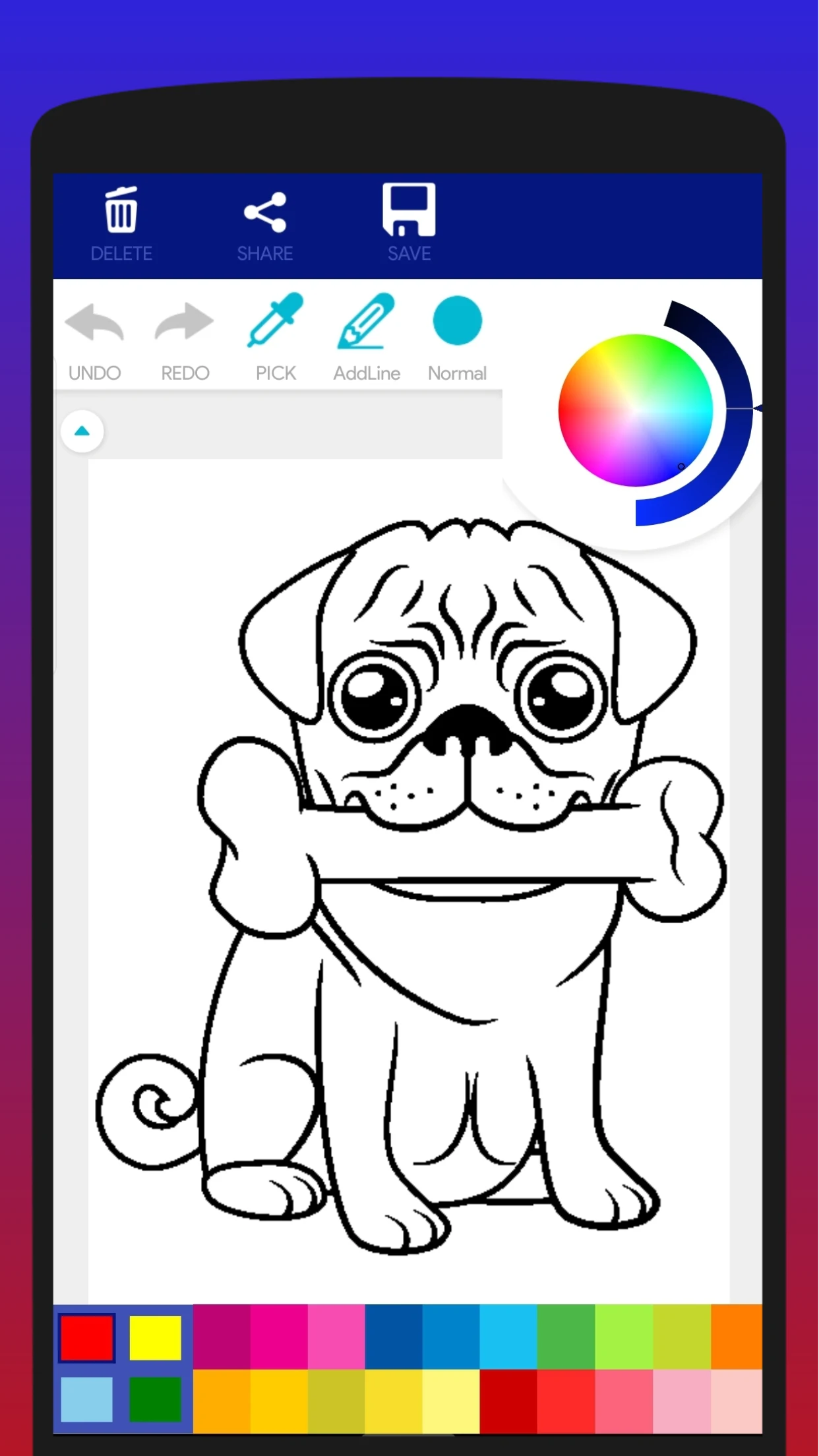 Cute Pug Coloring Book screenshot